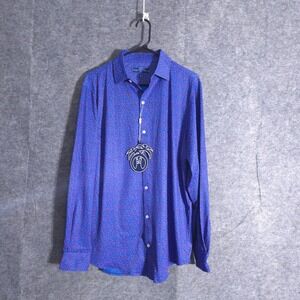 USA Palm Polo Shirt Men M Blue Night Sky Print Golf Long Sleeve Wrinkle Free NWT